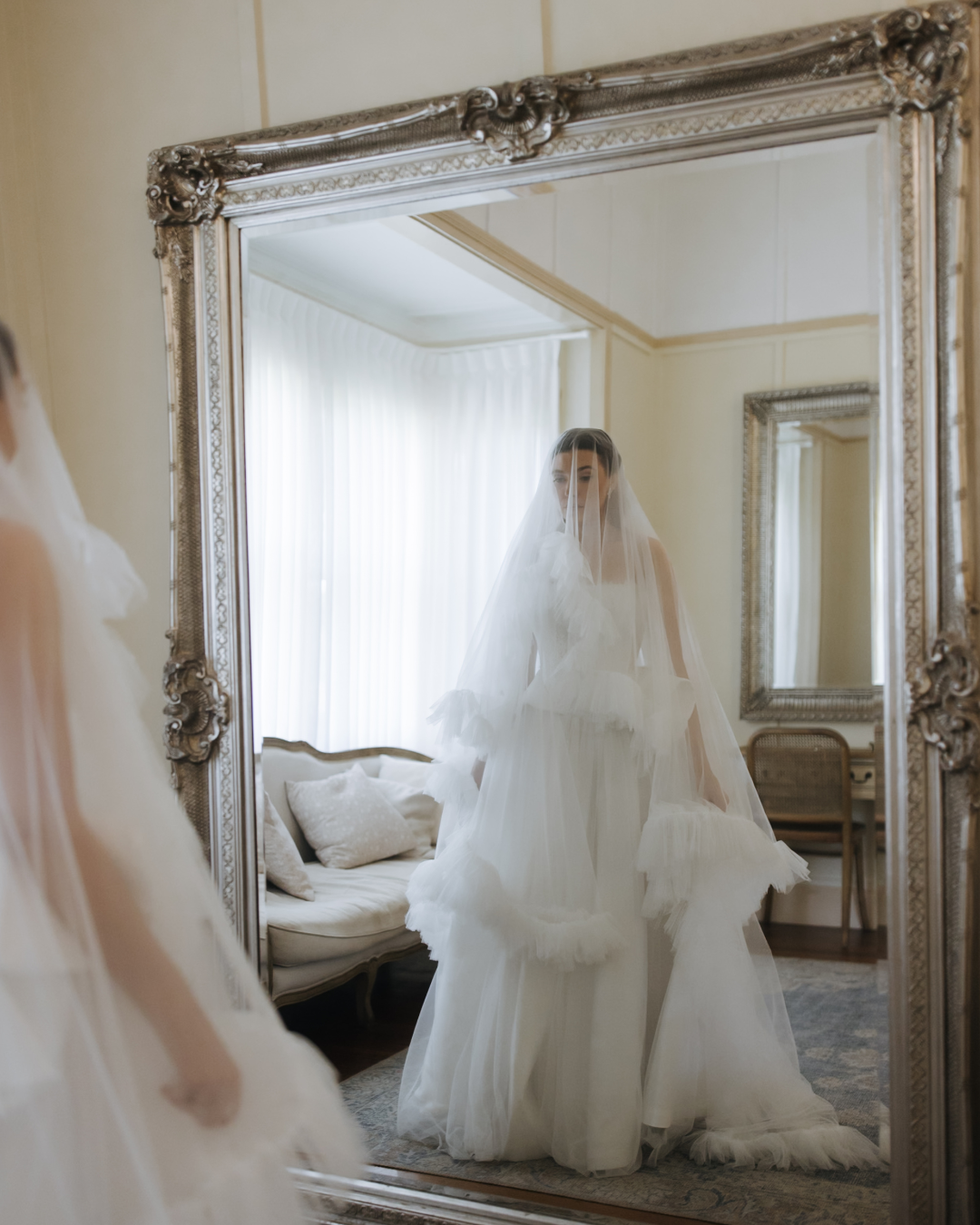 Romance Is Born | Couture Cathedral Wedding Veil with Cascading Ruffles
